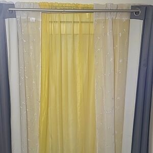 Bright Yellow sheer curtain (2 panels)
